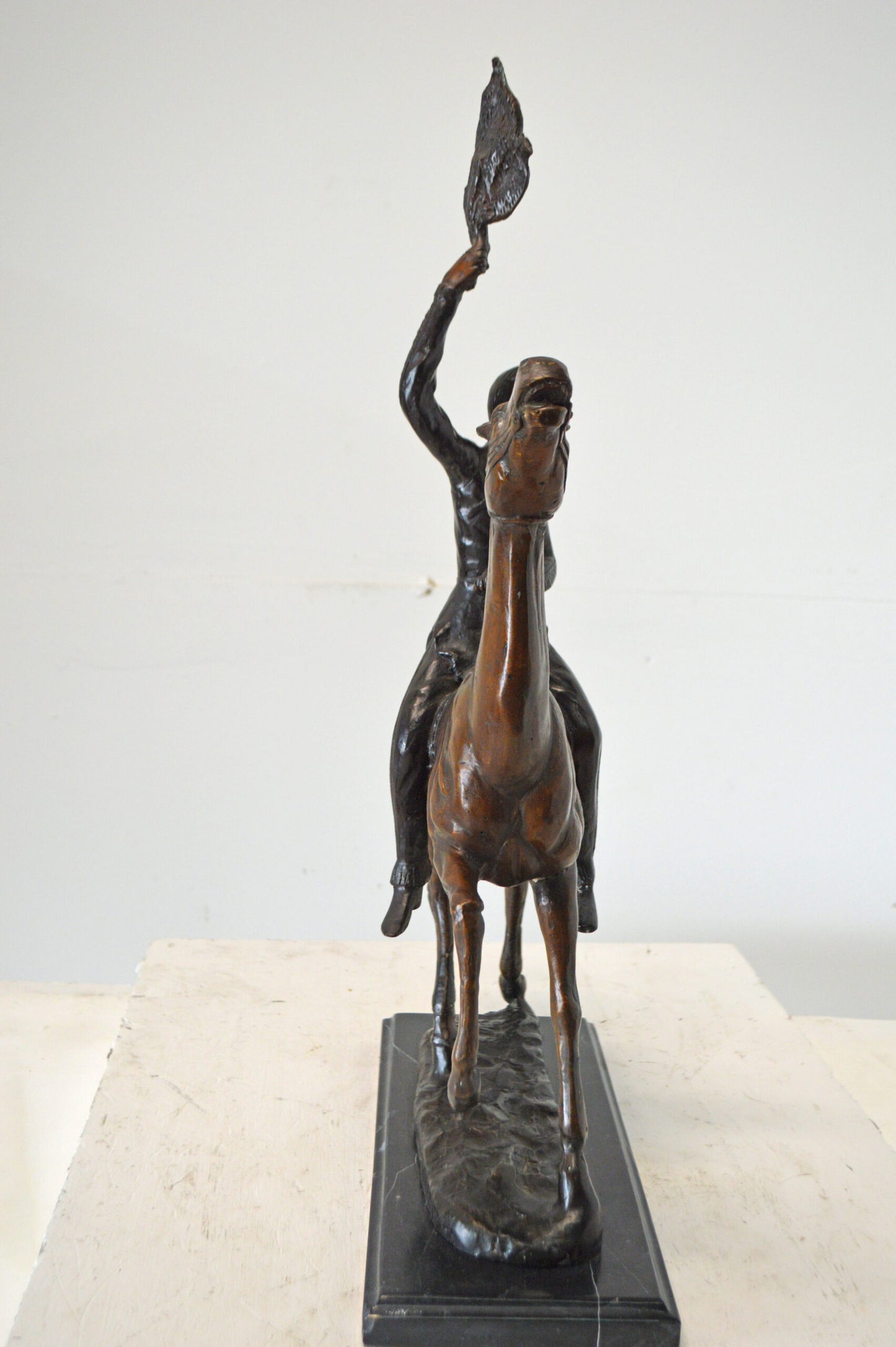 Scalp, a Frederic Remington Replica Bronze Statue - Size: 15"L x 7"W x 19"H.