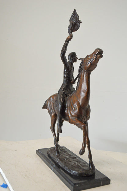 Scalp, a Frederic Remington Replica Bronze Statue - Size: 15"L x 7"W x 19"H.