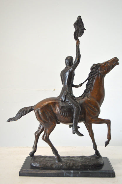 Scalp, a Frederic Remington Replica Bronze Statue - Size: 15"L x 7"W x 19"H.