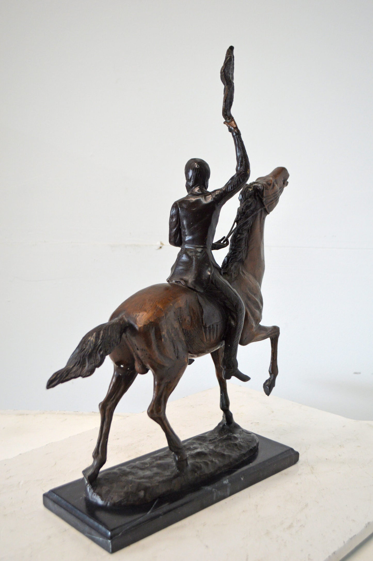 Scalp, a Frederic Remington Replica Bronze Statue - Size: 15"L x 7"W x 19"H.