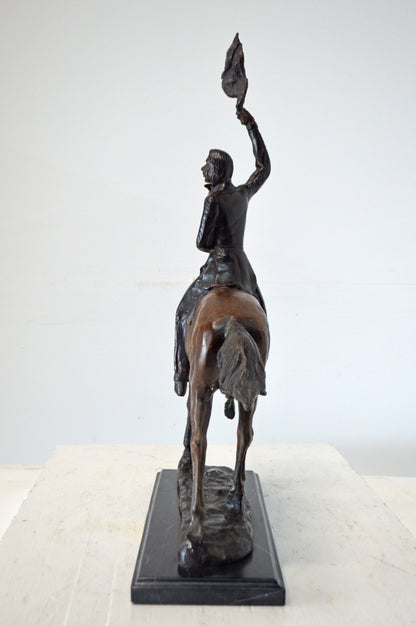Scalp, a Frederic Remington Replica Bronze Statue - Size: 15"L x 7"W x 19"H.