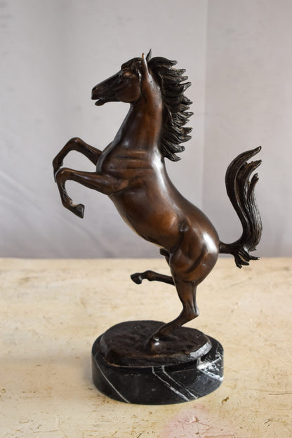 Powerful Ferrari Horse on Hind Legs Bronze Statue 9" x 4" x 13"H