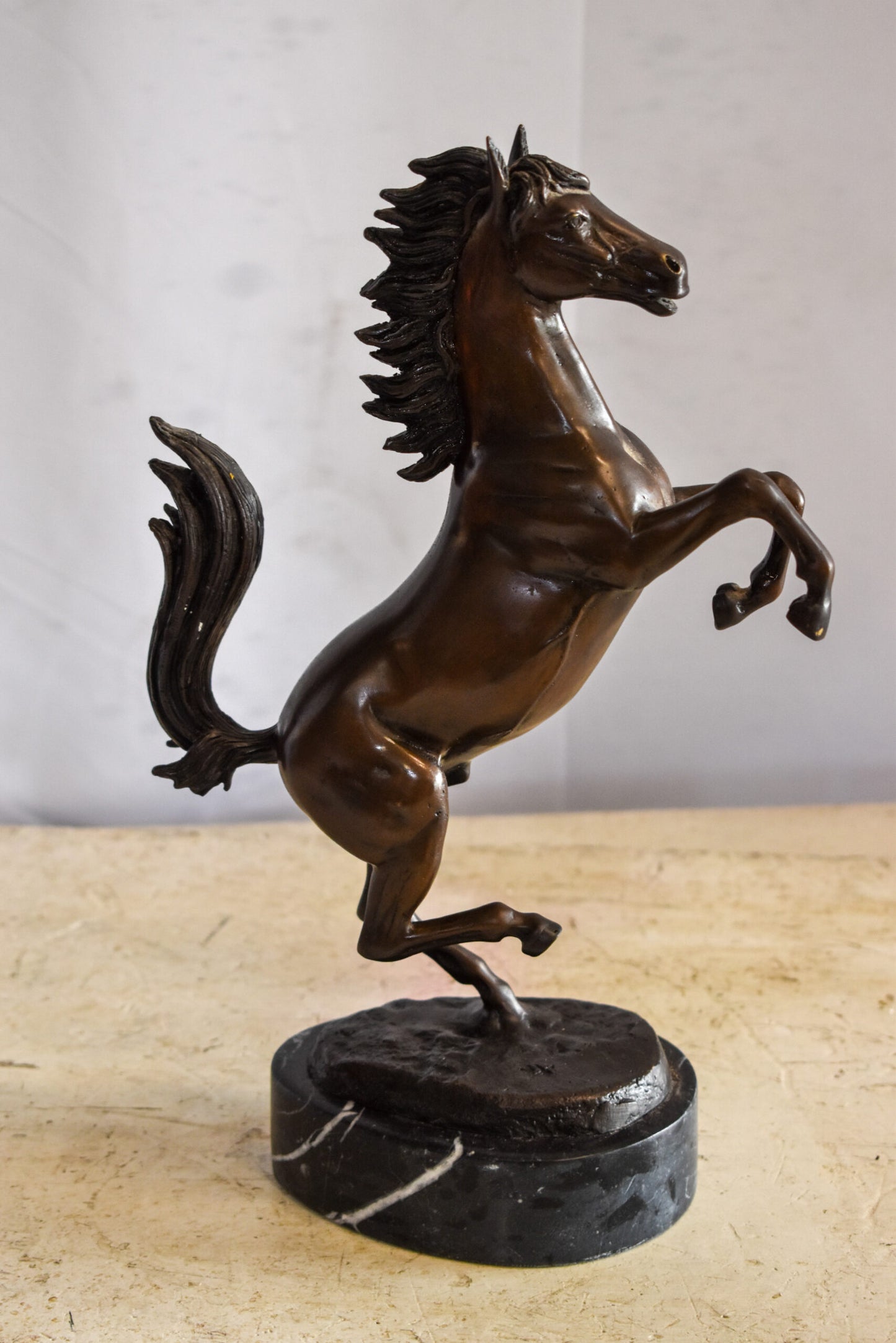 Powerful Ferrari Horse on Hind Legs Bronze Statue 9" x 4" x 13"H