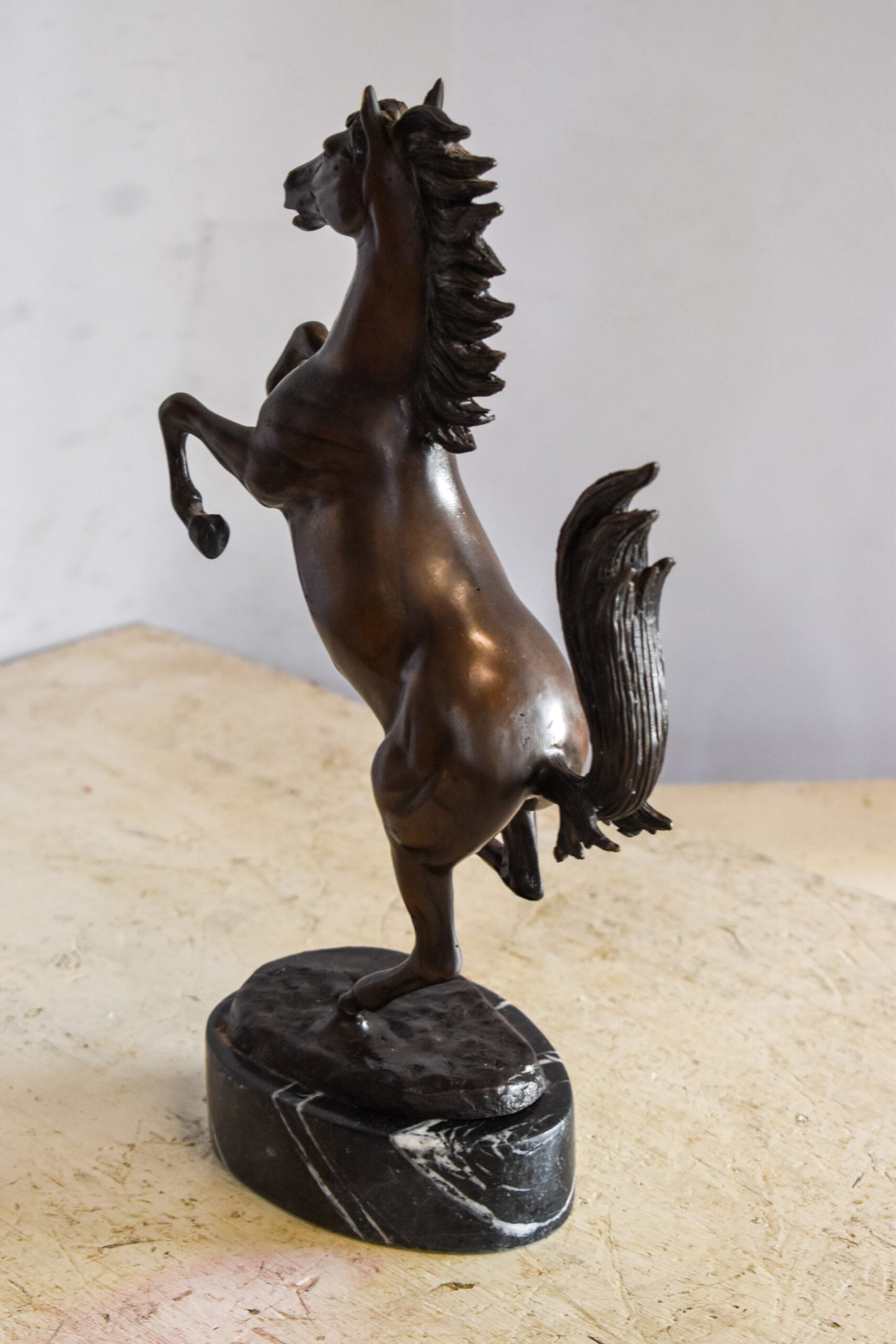 Powerful Ferrari Horse on Hind Legs Bronze Statue 9" x 4" x 13"H