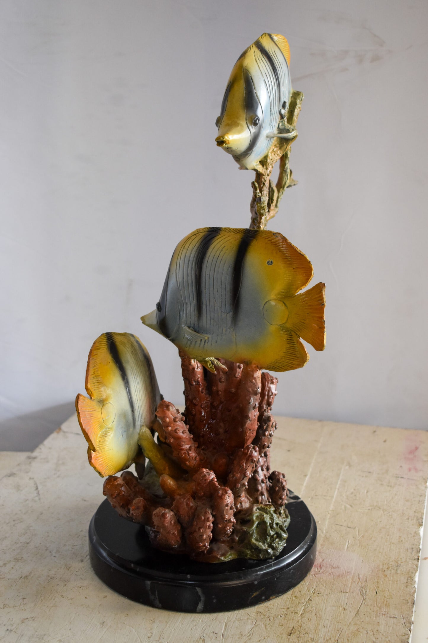 Graceful School of Butterflyfish in Sea Bronze Statue 14" x 11" x 21"H
