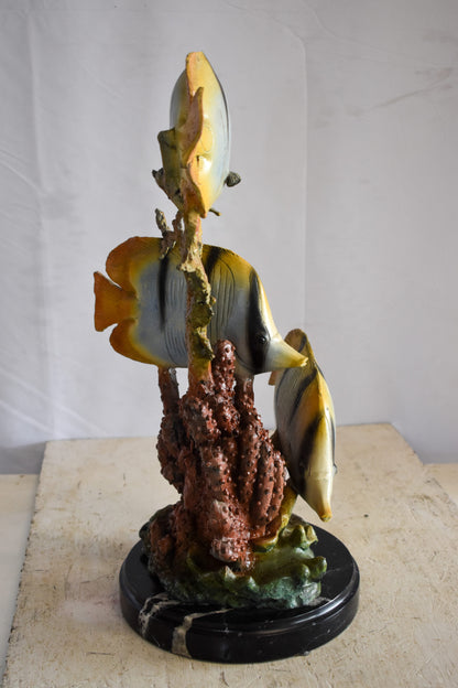 Graceful School of Butterflyfish in Sea Bronze Statue 14" x 11" x 21"H