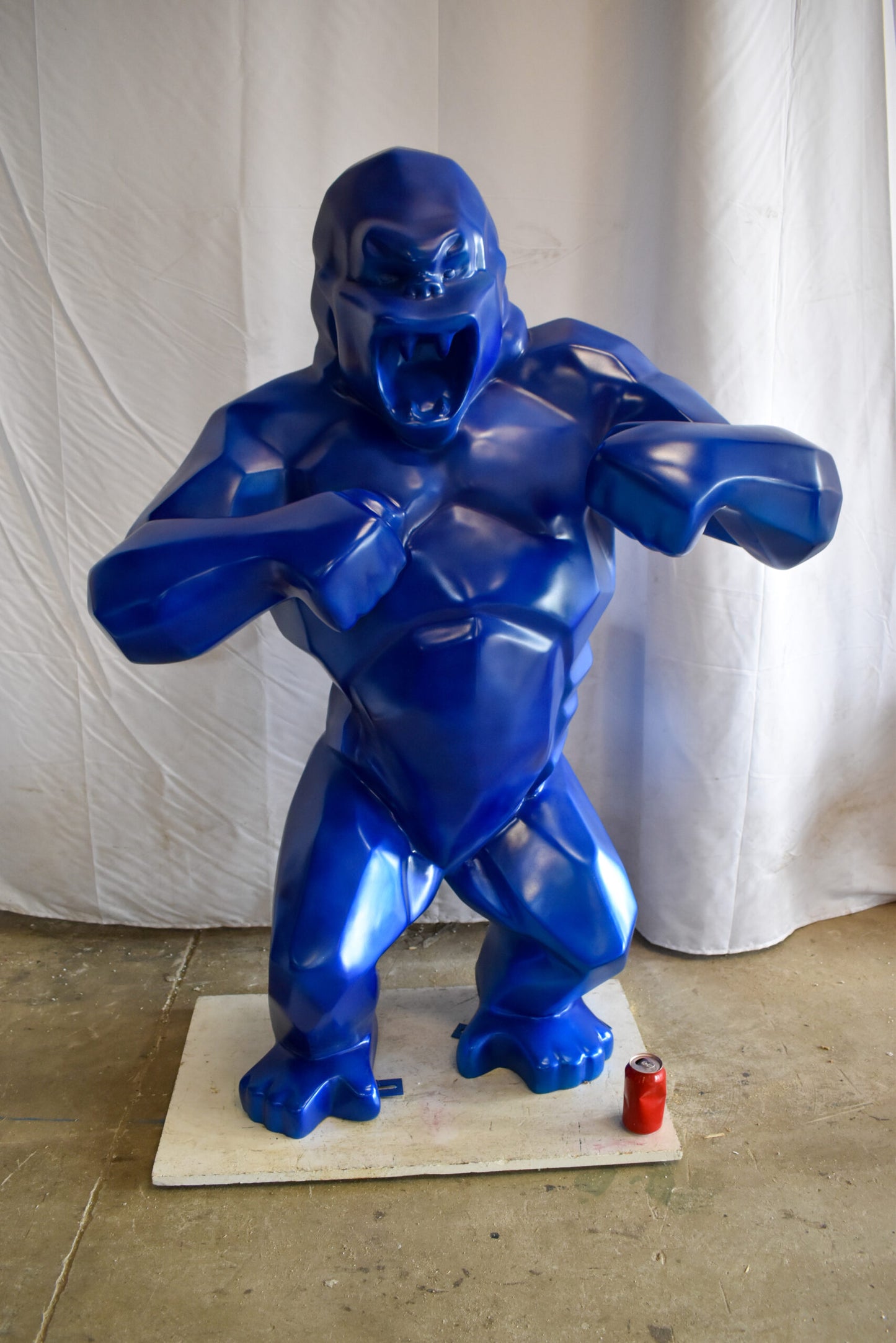 Geometric Powerful Giant Blue King Kong Resin Statue 47" x 26" x 61"H