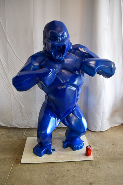 Geometric Powerful Giant Blue King Kong Resin Statue 47" x 26" x 61"H