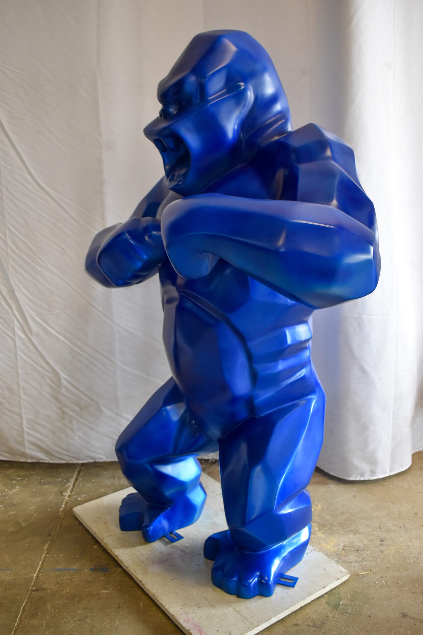 Geometric Powerful Giant Blue King Kong Resin Statue 47" x 26" x 61"H