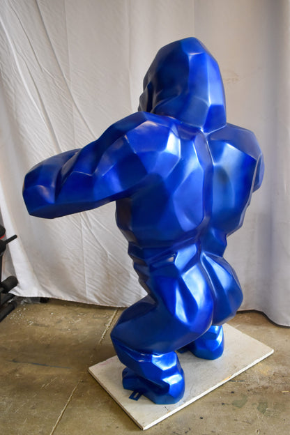 Geometric Powerful Giant Blue King Kong Resin Statue 47" x 26" x 61"H