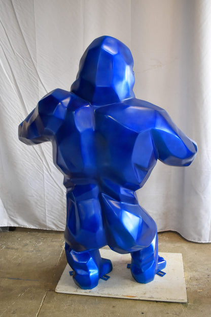 Geometric Powerful Giant Blue King Kong Resin Statue 47" x 26" x 61"H