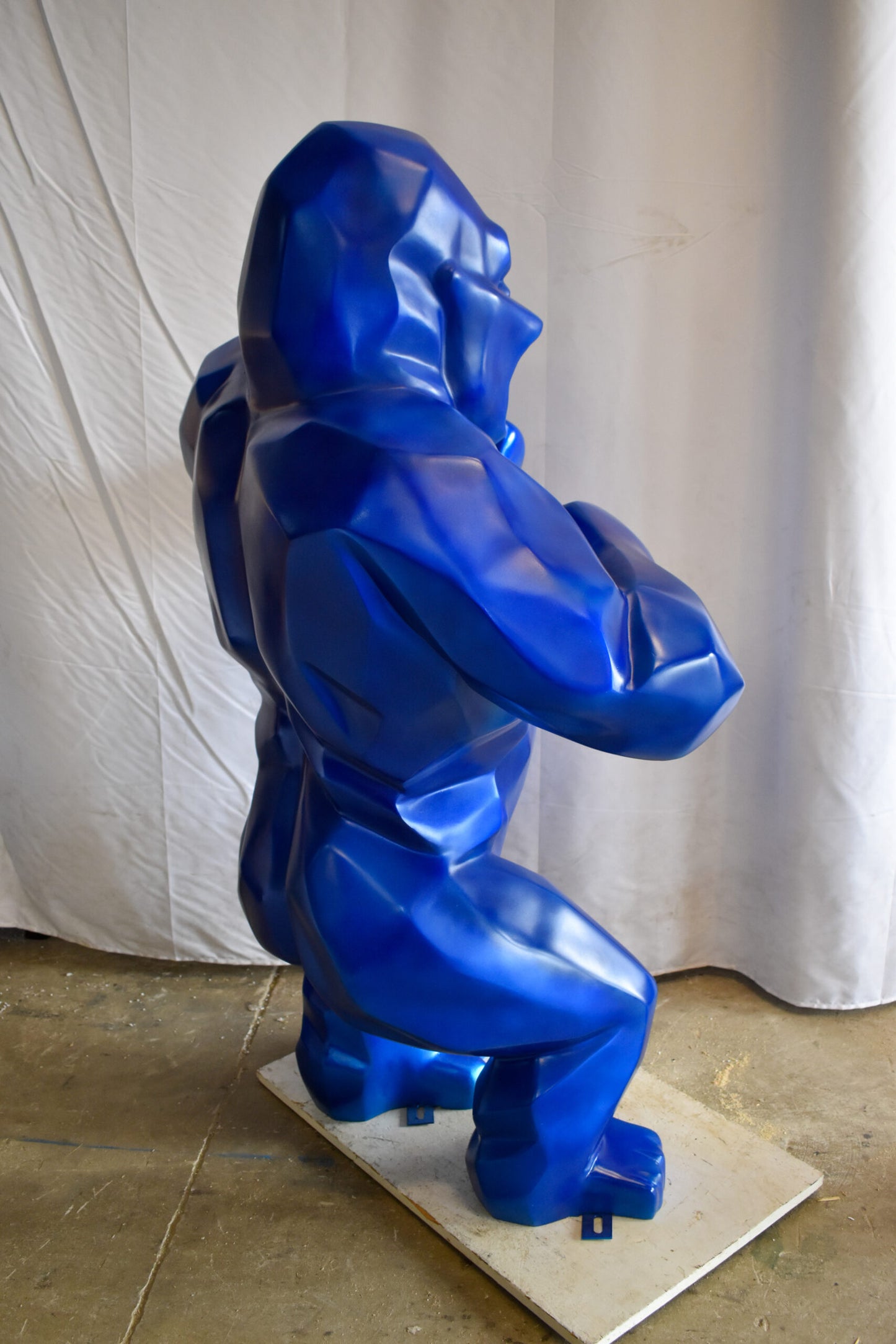 Geometric Powerful Giant Blue King Kong Resin Statue 47" x 26" x 61"H