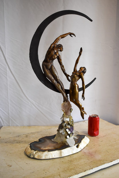 Vidal Ebano Lady on The Moon Bronze Statue 16" x 9" x 28"H