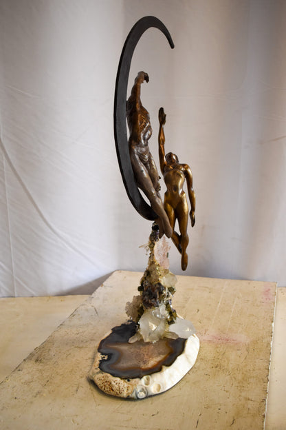 Vidal Ebano Lady on The Moon Bronze Statue 16" x 9" x 28"H