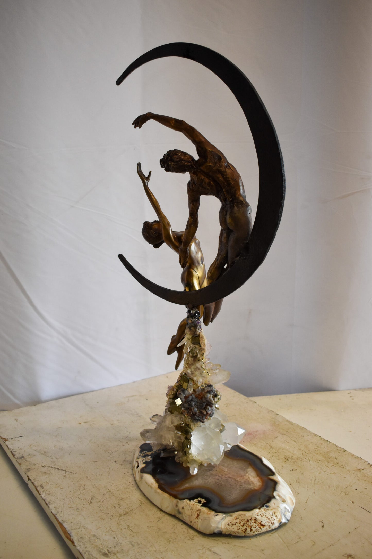 Vidal Ebano Lady on The Moon Bronze Statue 16" x 9" x 28"H