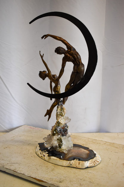Vidal Ebano Lady on The Moon Bronze Statue 16" x 9" x 28"H