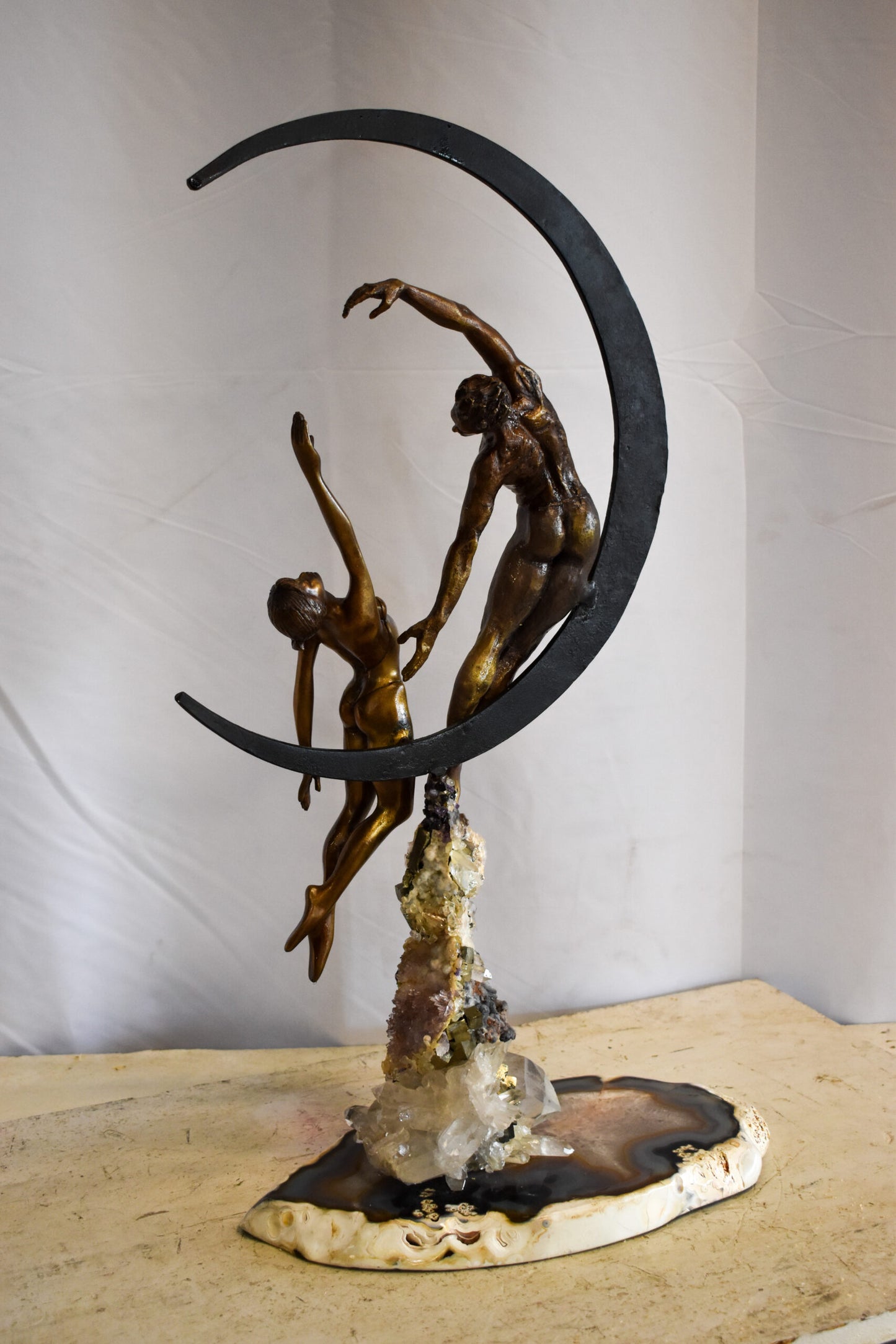 Vidal Ebano Lady on The Moon Bronze Statue 16" x 9" x 28"H