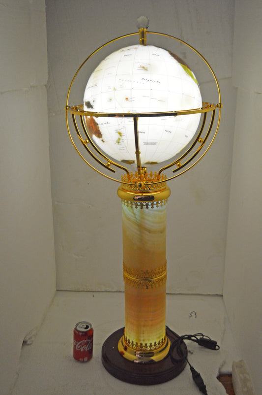 Illuminated White - World Globe Rotated by a Motor - Size: 19"L x 19"W x 42"H.