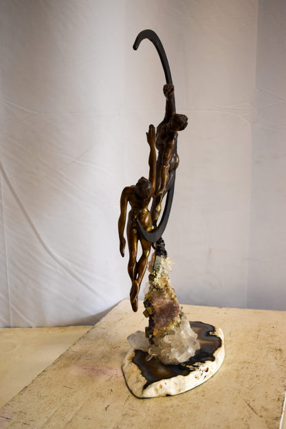 Vidal Ebano Lady on The Moon Bronze Statue 16" x 9" x 28"H