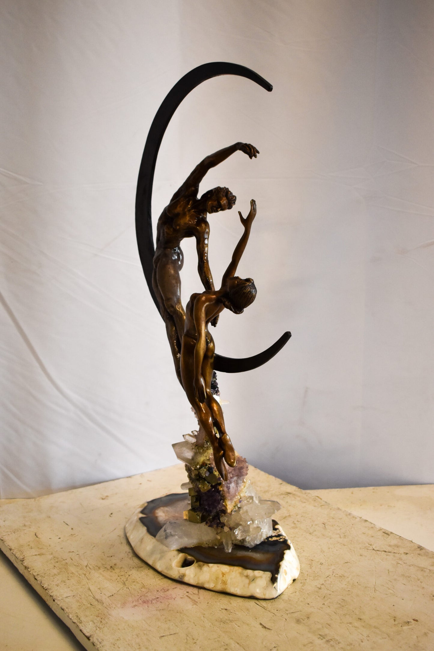 Vidal Ebano Lady on The Moon Bronze Statue 16" x 9" x 28"H