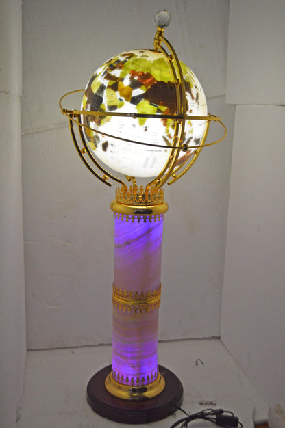 Illuminated White - World Globe Rotated by a Motor - Size: 19"L x 19"W x 42"H.
