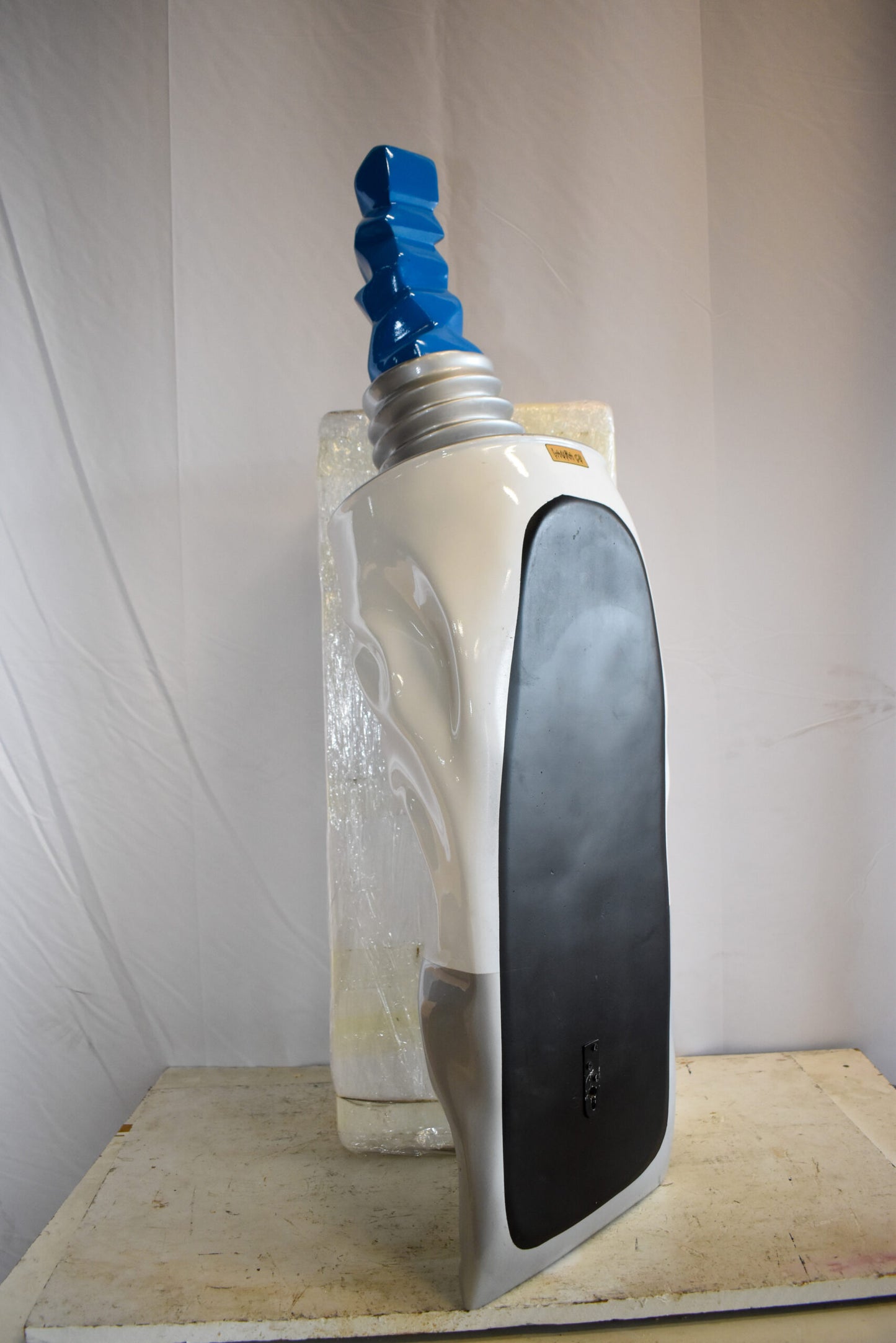 Oversized Wall Mounted Sky Blue Paint Tube Squezed Resin Statue 10" x 12" x 44"H