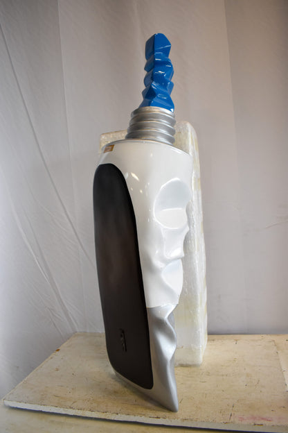 Oversized Wall Mounted Sky Blue Paint Tube Squezed Resin Statue 10" x 12" x 44"H
