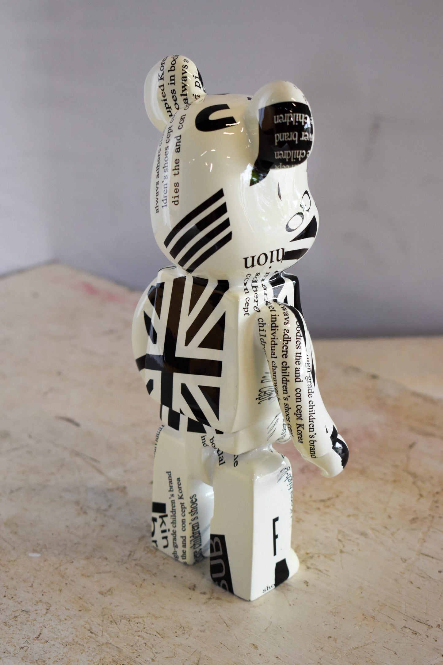 Small Bearbrick Black and White Unique Patterned Resin Statue 5" x 3" x 10"H