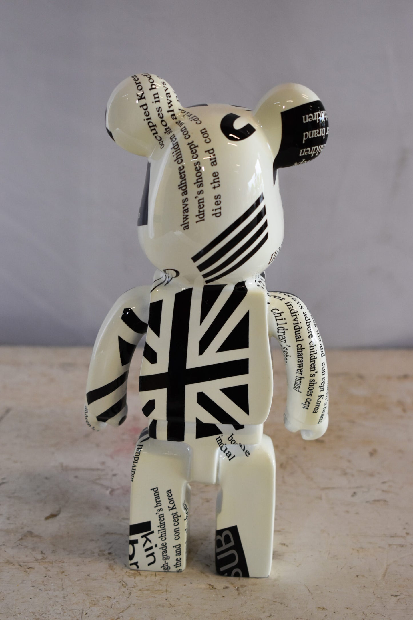 Small Bearbrick Black and White Unique Patterned Resin Statue 5" x 3" x 10"H