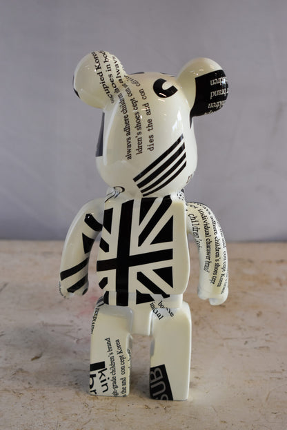 Small Bearbrick Black and White Unique Patterned Resin Statue 5" x 3" x 10"H