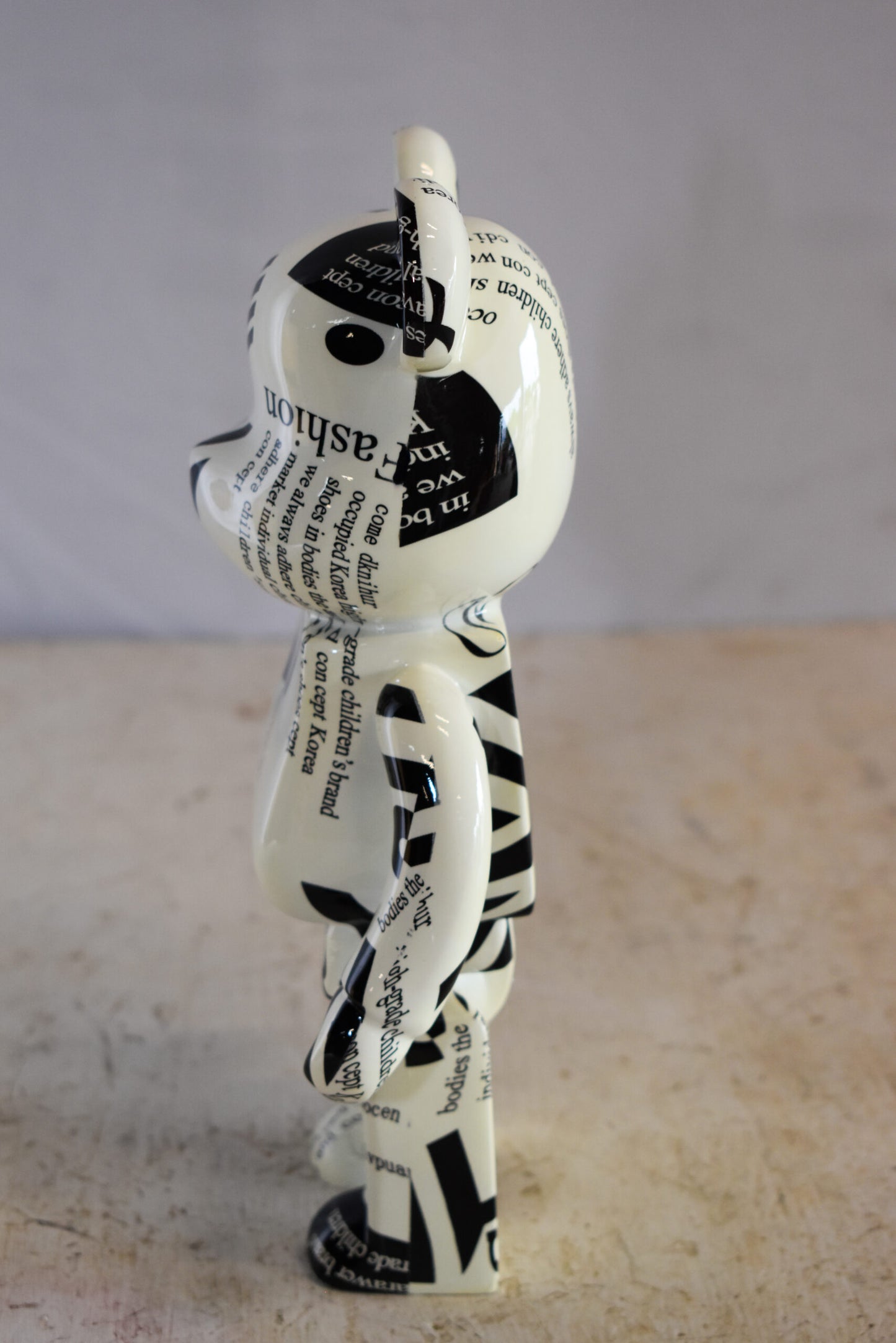 Small Bearbrick Black and White Unique Patterned Resin Statue 5" x 3" x 10"H