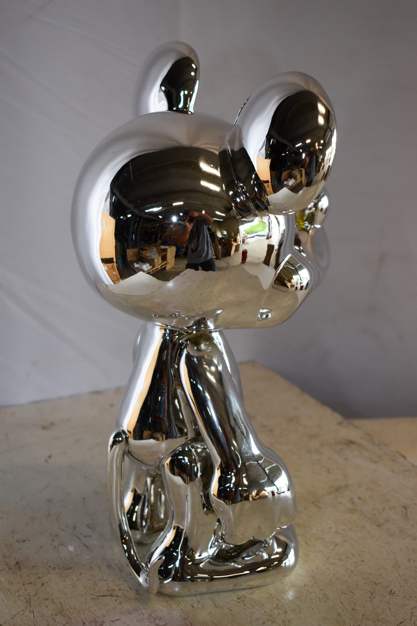 Contemporary Silver Chrome Mickey Mouse Resin Statue 12" x 9" x 16"H