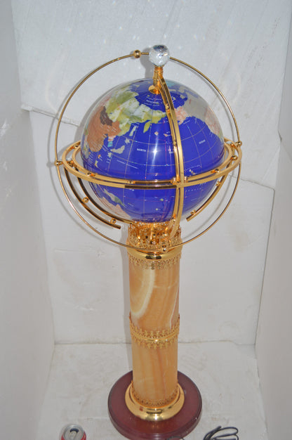 Illuminated Blue - World Globe Rotated by motor - Size: 19" x 19" x 42"H