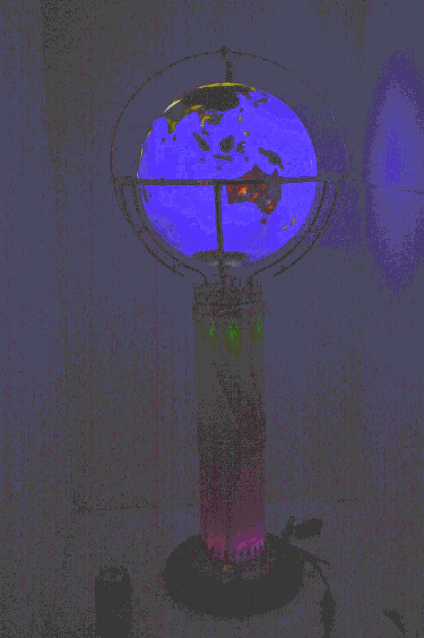 Illuminated Blue - World Globe Rotated by motor - Size: 19" x 19" x 42"H