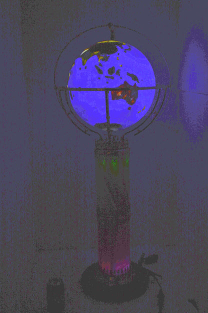 Illuminated Blue - World Globe Rotated by motor - Size: 19" x 19" x 42"H