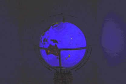 Illuminated Blue - World Globe Rotated by motor - Size: 19" x 19" x 42"H