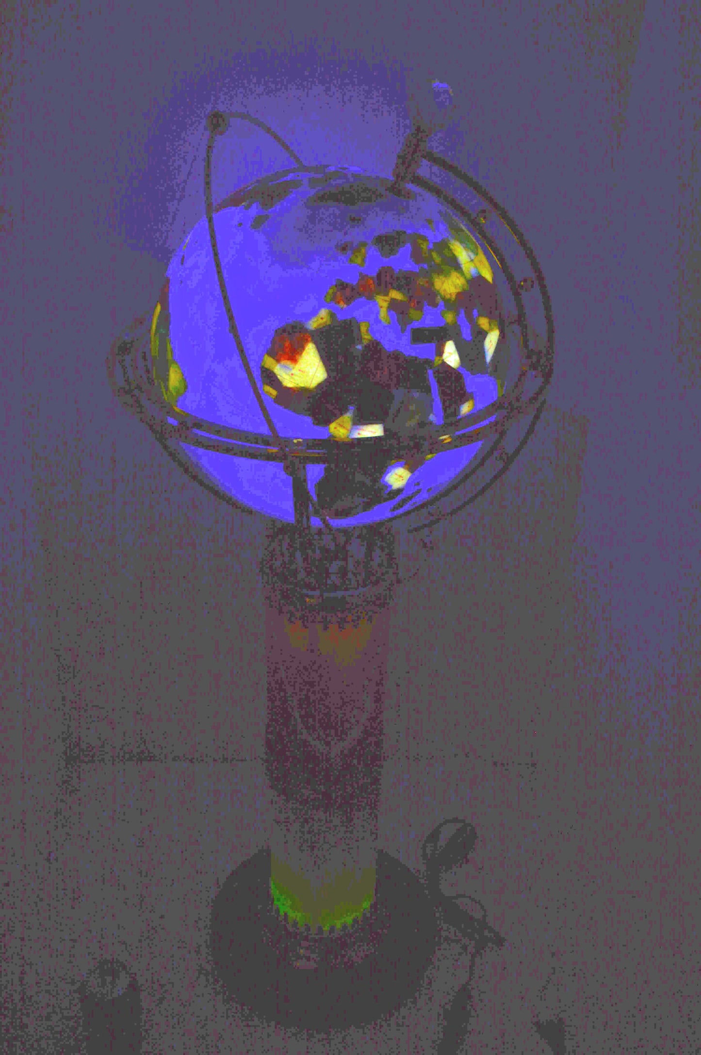 Illuminated Sky Blue - World Globe Rotated by a Motor - Size: 19"L x 19"W x 42"H