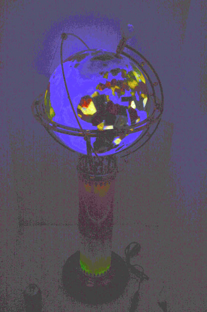 Illuminated Sky Blue - World Globe Rotated by a Motor - Size: 19"L x 19"W x 42"H