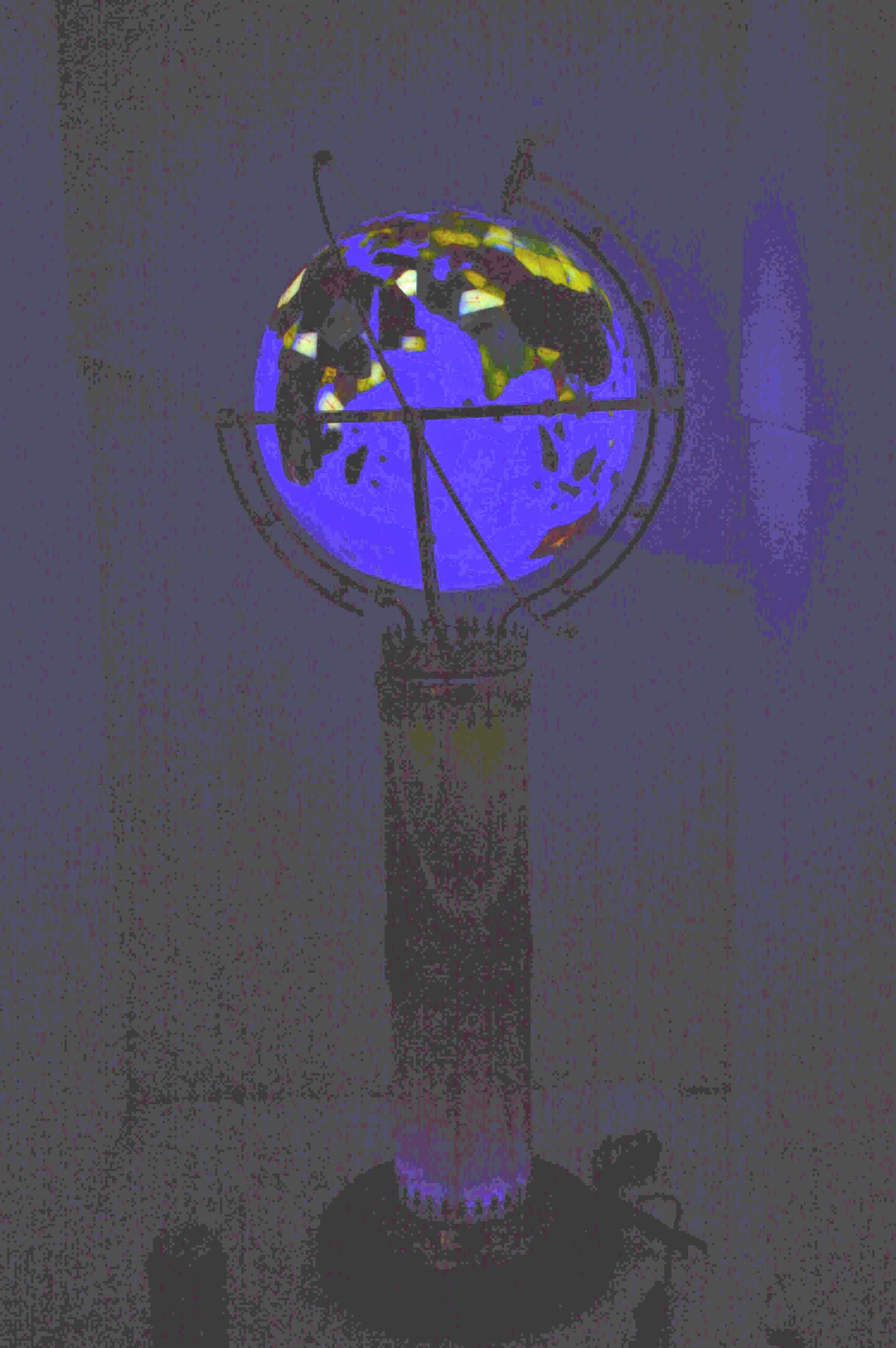 Illuminated Sky Blue - World Globe Rotated by a Motor - Size: 19"L x 19"W x 42"H