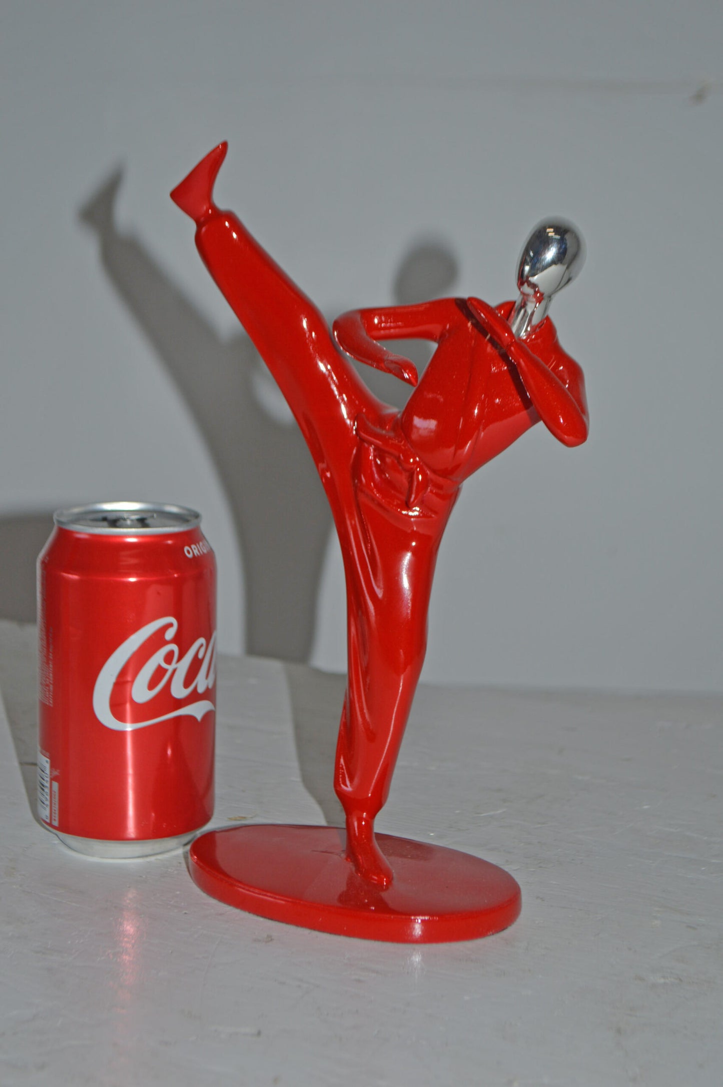Karate, Krav Maga Front Kick, Red Chrome, Resin Statue - Size: 3" x 7" x 11"H