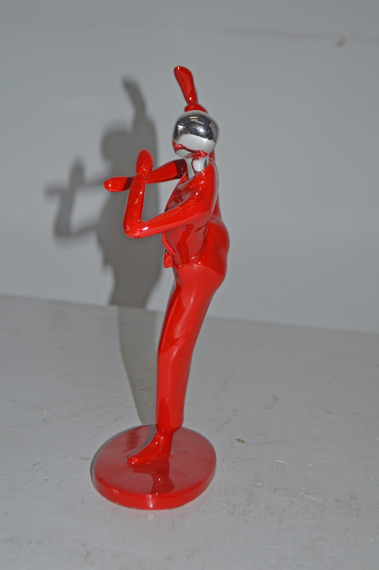 Karate, Krav Maga Front Kick, Red Chrome, Resin Statue - Size: 3" x 7" x 11"H