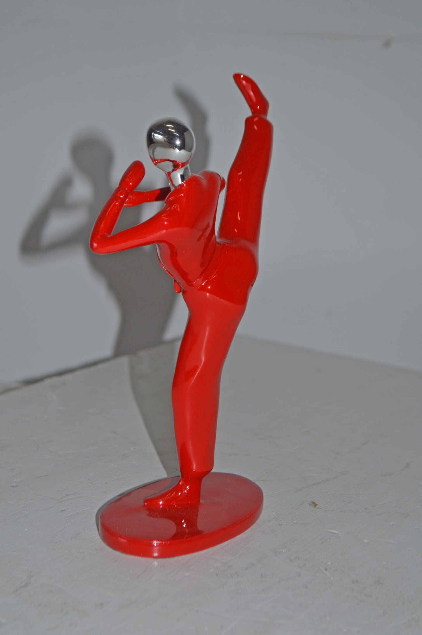 Karate, Krav Maga Front Kick, Red Chrome, Resin Statue - Size: 3" x 7" x 11"H
