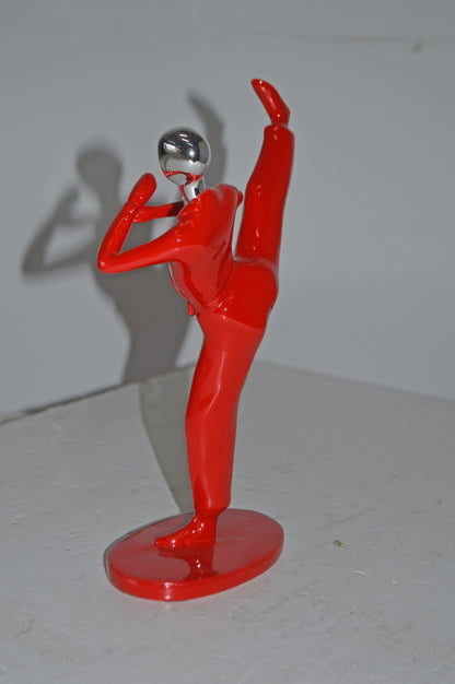 Karate, Krav Maga Front Kick, Red Chrome, Resin Statue - Size: 3" x 7" x 11"H