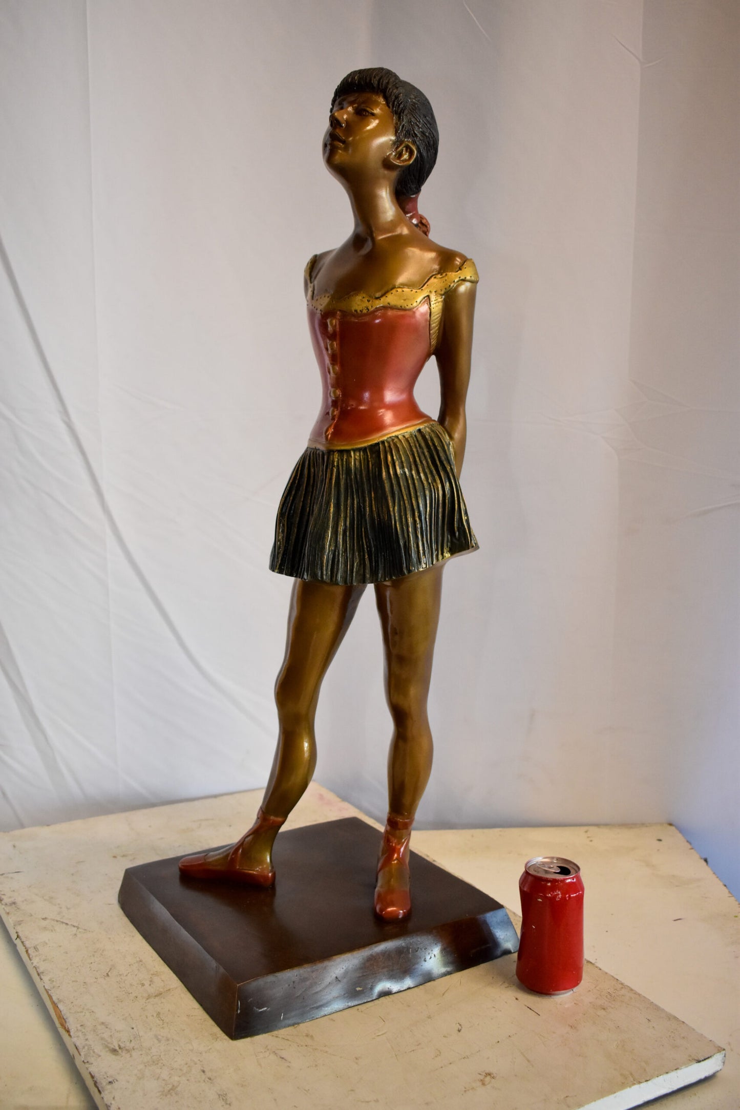 Edgar Dega Replica, Ballerina in Confident Stance Bronze Statue 13" x 13" x 35"H