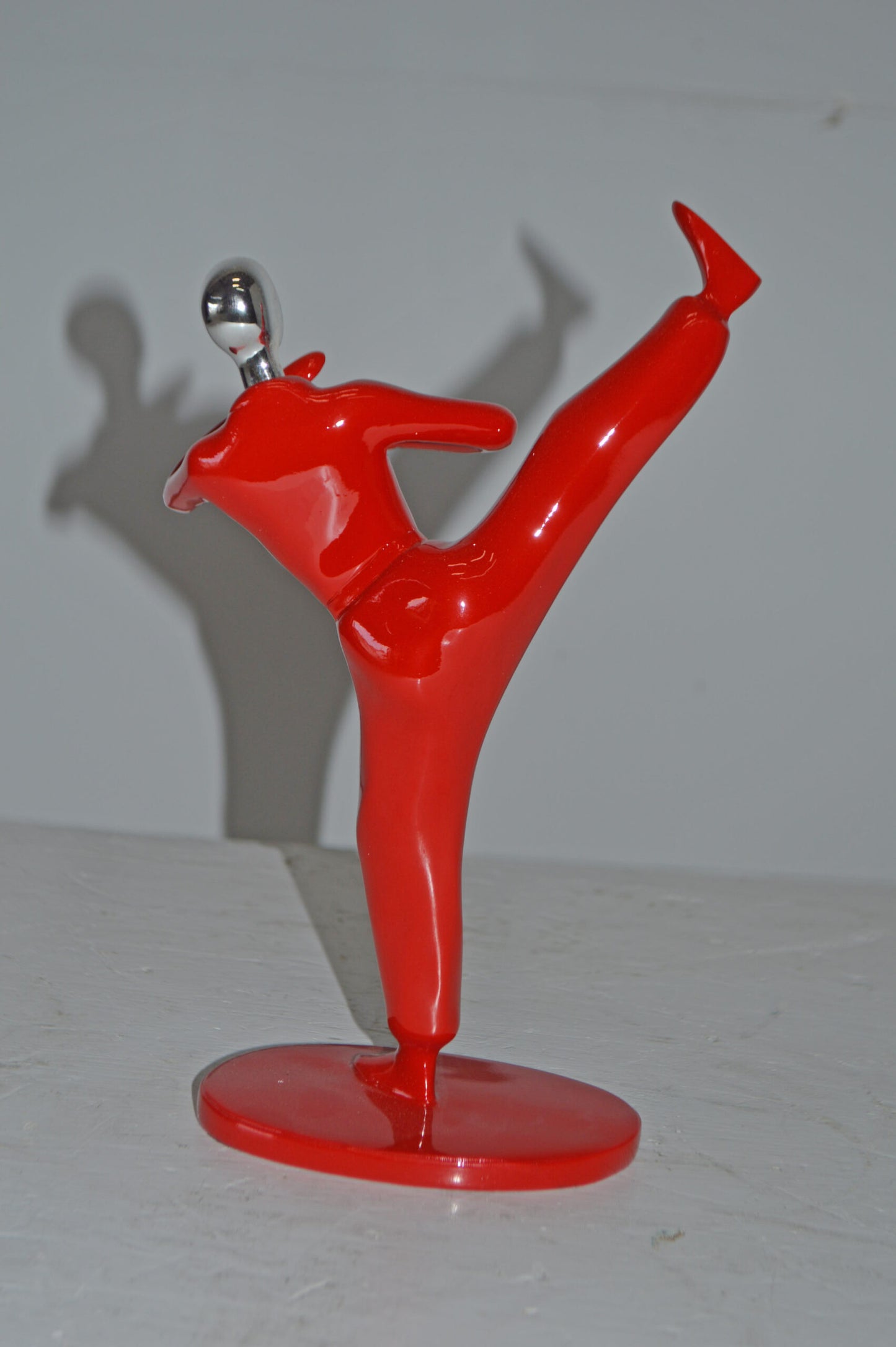 Karate, Krav Maga Front Kick, Red Chrome, Resin Statue - Size: 3" x 7" x 11"H