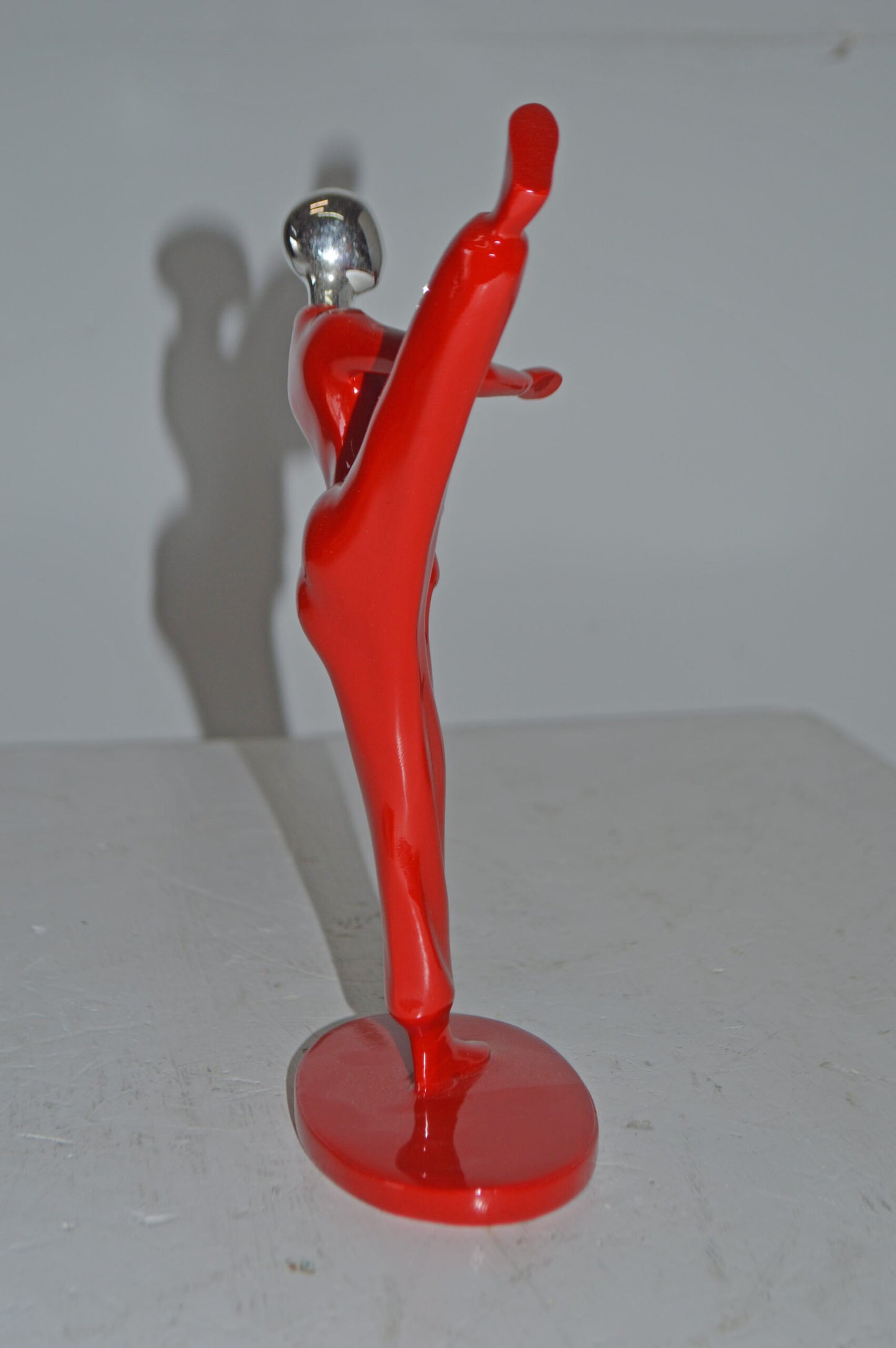 Karate, Krav Maga Front Kick, Red Chrome, Resin Statue - Size: 3" x 7" x 11"H