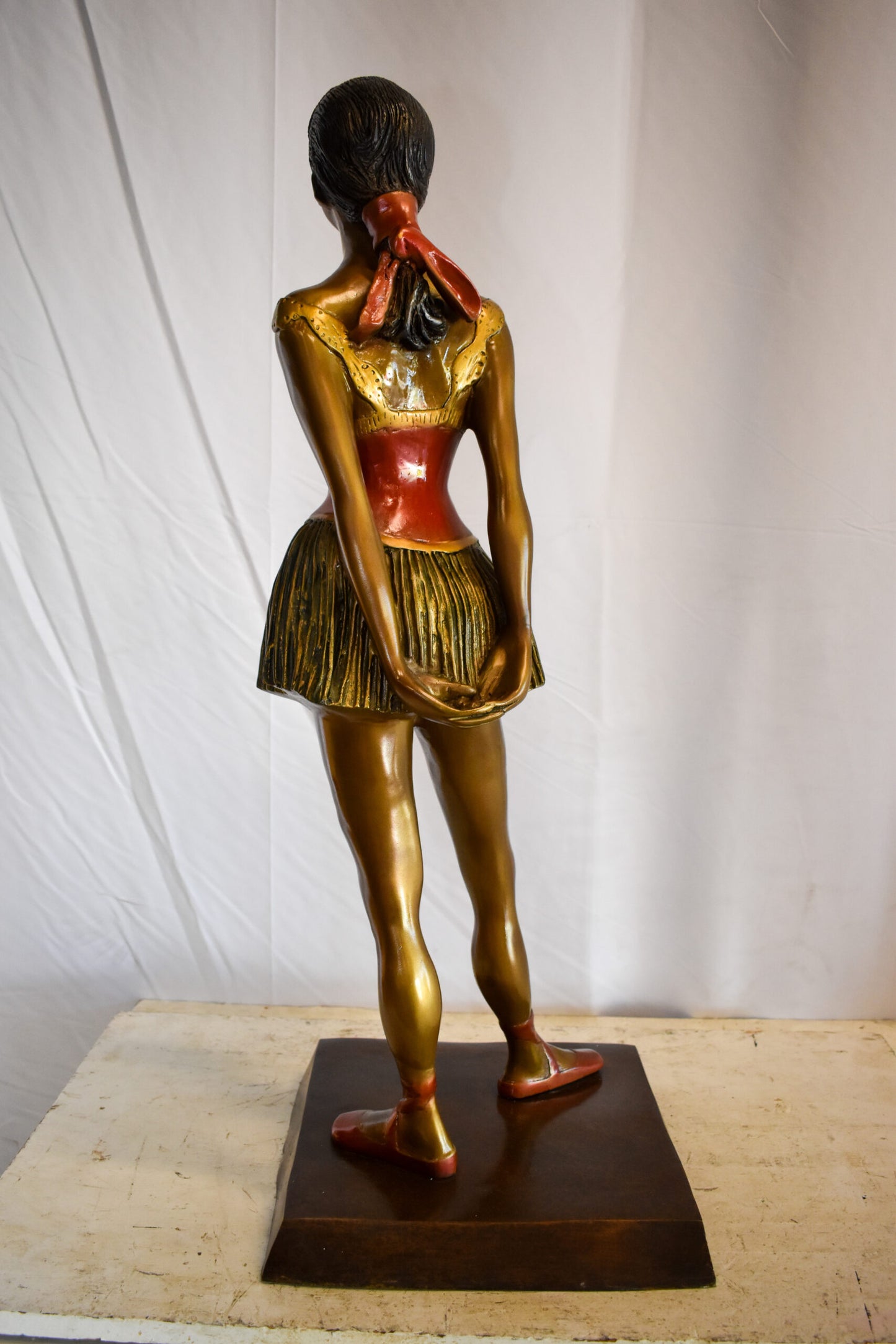 Edgar Dega Replica, Ballerina in Confident Stance Bronze Statue 13" x 13" x 35"H