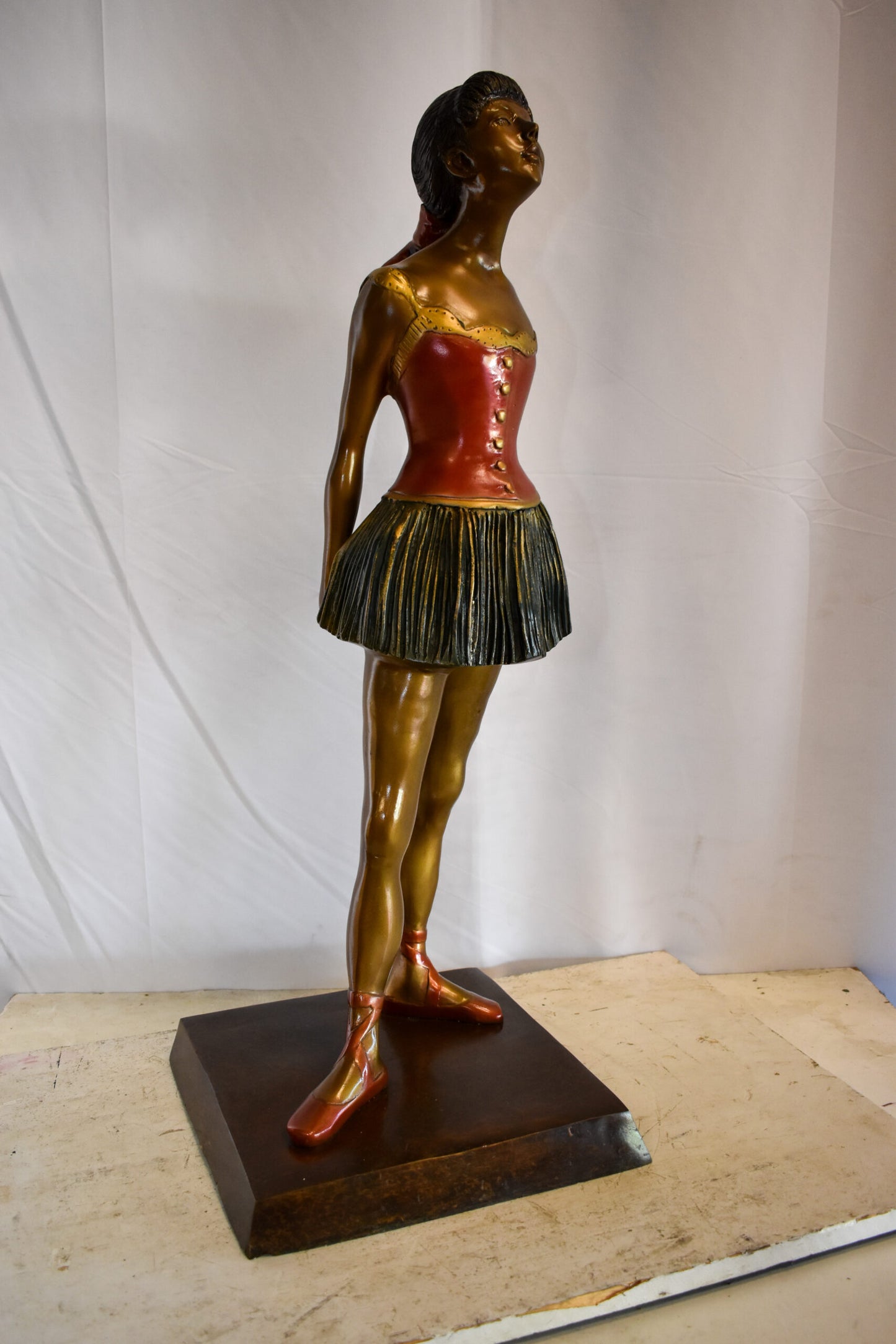 Edgar Dega Replica, Ballerina in Confident Stance Bronze Statue 13" x 13" x 35"H