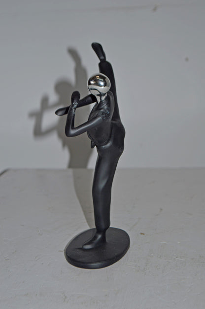 Karate, Krav Maga Front Kick, Black Chrome, Resin Statue - Size: 3" x 7" x 11"H