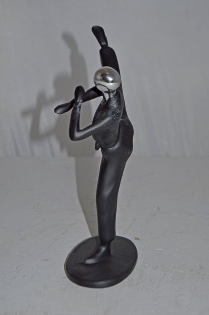 Karate, Krav Maga Front Kick, Black Chrome, Resin Statue - Size: 3" x 7" x 11"H